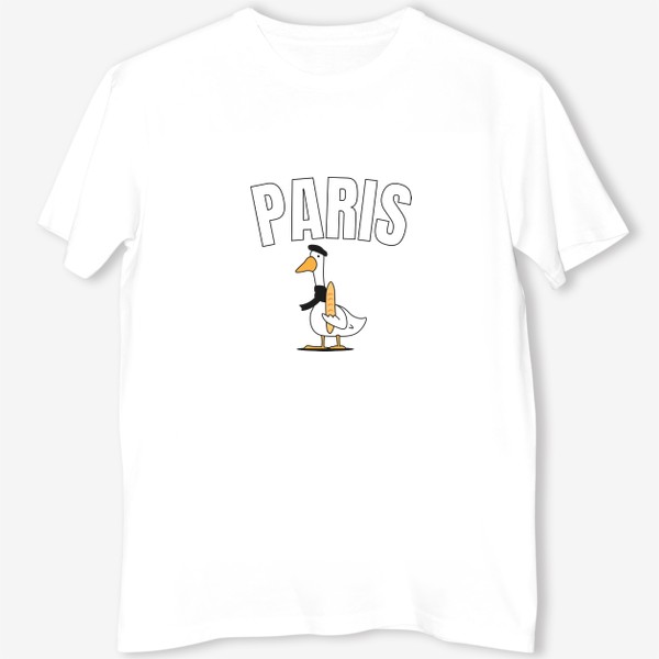 Футболка «Гусь с багетом и надписью Paris»