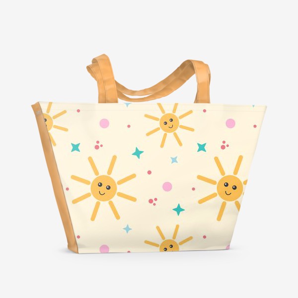 Пляжная сумка «Солнце и звезды Детский принт с солнышками Небо и солнышко»