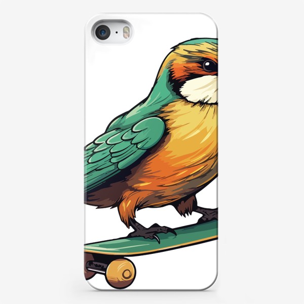 Чехол iPhone «Птица на скейтборде - подарок бердвотчеру»