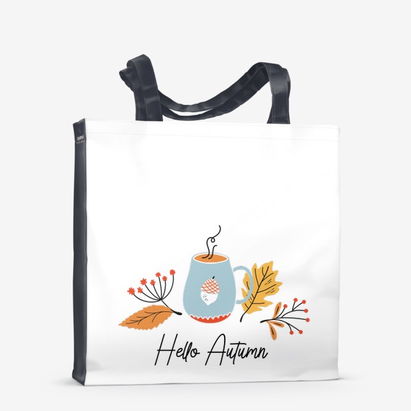 Сумка-шоппер «Осенние растения и кофе. Hello Autumn»