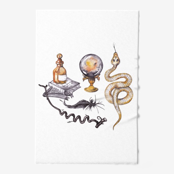 Полотенце «Волшебное зелье змеи и магический шар Готические символы»