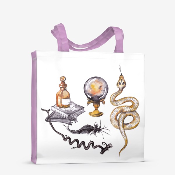 Сумка-шоппер «Волшебное зелье змеи и магический шар Готические символы»