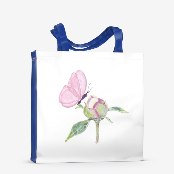 Сумка-шоппер «Бабочка на цветке пион»