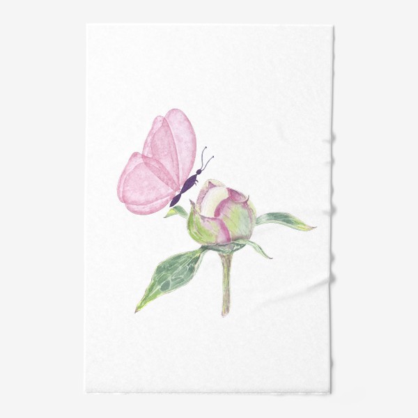Полотенце «Бабочка на цветке пион»