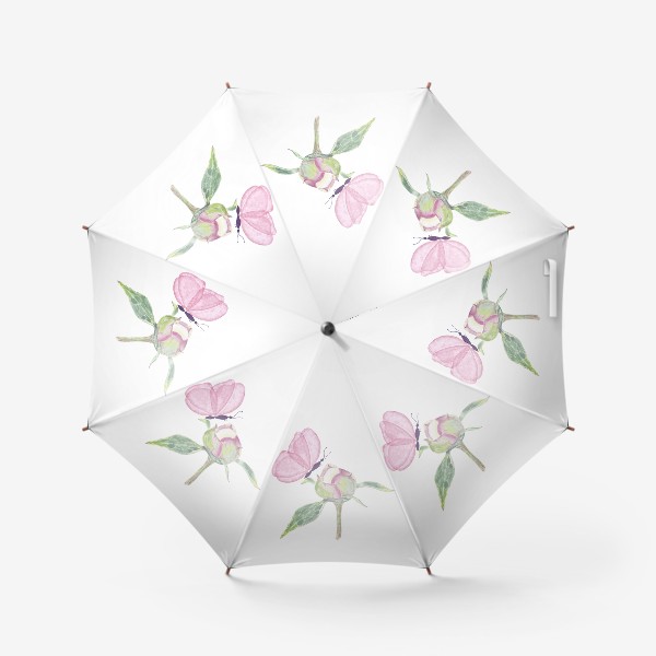 Зонт «Бабочка на цветке пион»