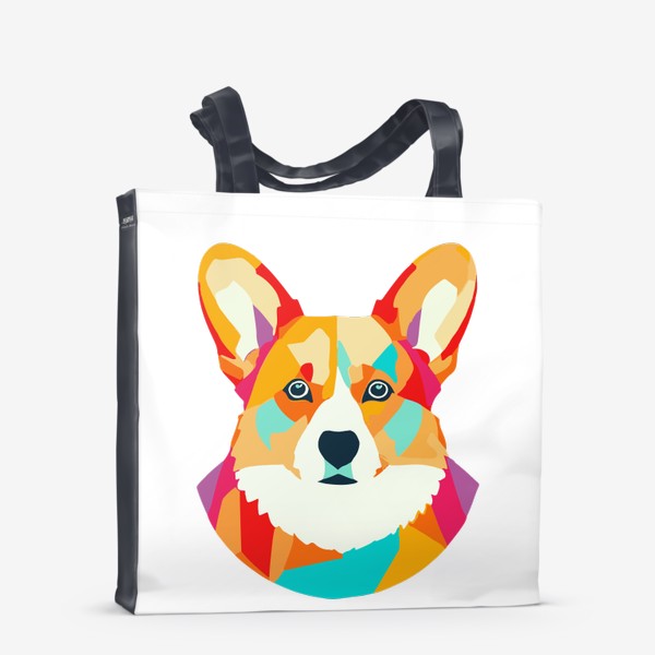 Сумка-шоппер «корги собака яркий цветной принт»
