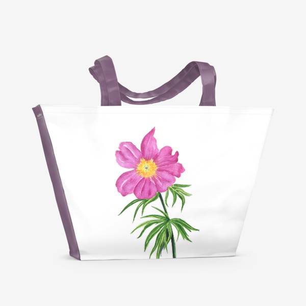 Пляжная сумка «Пион розовый акварельный»