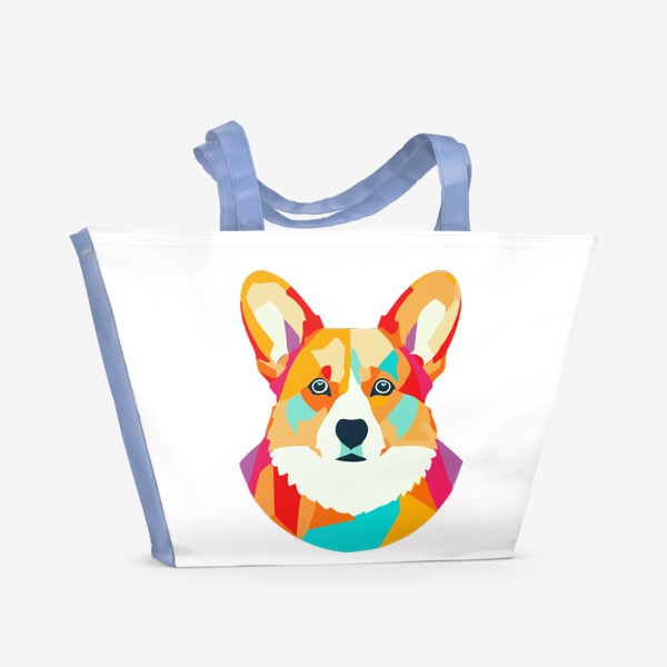 Пляжная сумка «корги собака яркий цветной принт»
