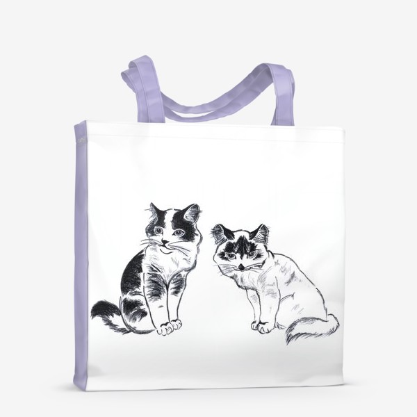 Сумка-шоппер &laquo;Кошки. Коты. Рисунок котов. Графика. Реализм.&raquo;