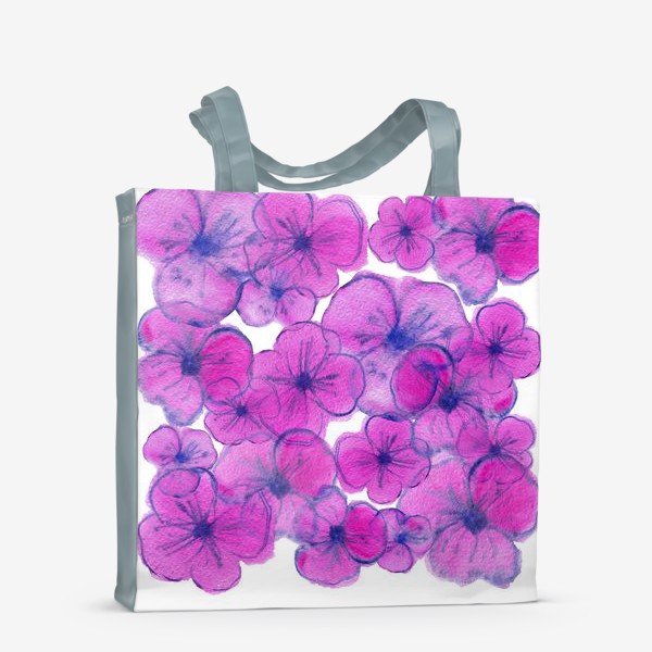 Сумка-шоппер «Букет - Фиалки. Акварельная иллюстрация. Watercolor Violet flowers»