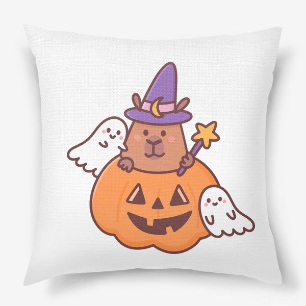 Подушка «Милая Капибара и привидения Хэллоуин»