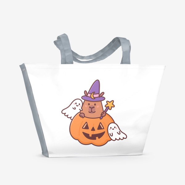 Пляжная сумка «Милая Капибара и привидения Хэллоуин»