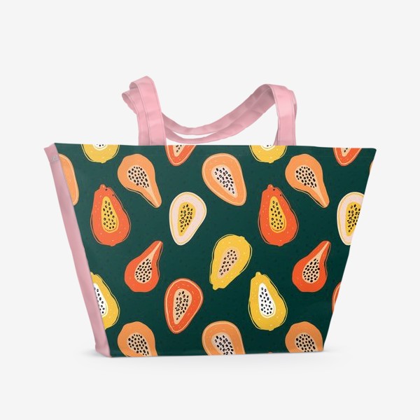 Пляжная сумка «Маракуя паттерн, экзотические фрукты»