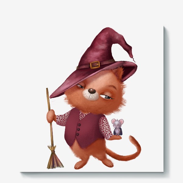 Холст «Рыжий кот в шляпе»