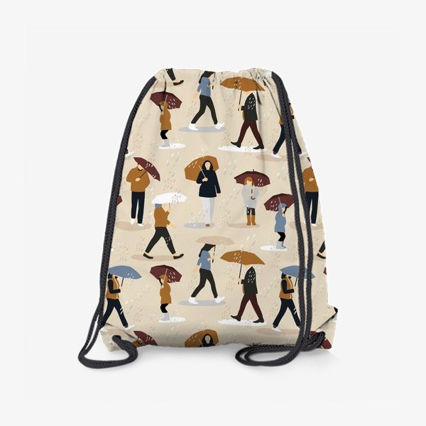 Рюкзак «Осенний паттерн с людьми с зонтиками»