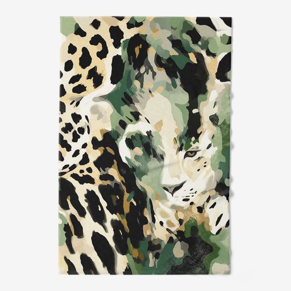 Полотенце «Леопард в акварельном плетении.»
