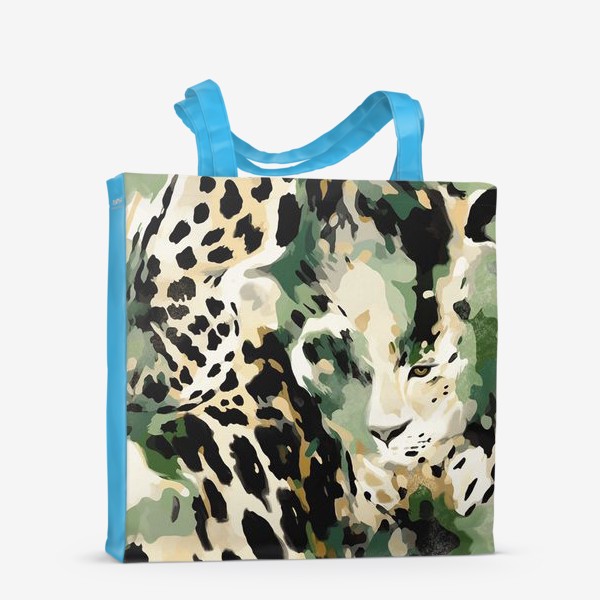 Сумка-шоппер «Леопард в акварельном плетении.»