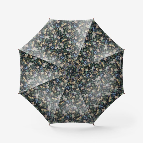 Зонт «Лесная сказка (темный фон) паттерн»