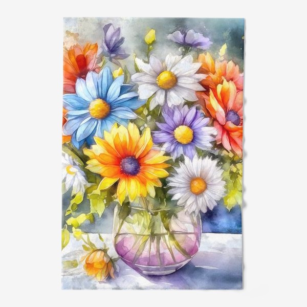 Полотенце «Цветы в вазе акварель»