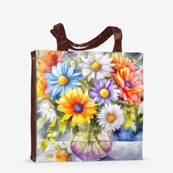 Сумка-шоппер «Цветы в вазе акварель»