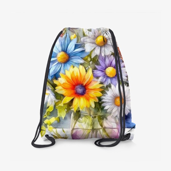 Рюкзак «Цветы в вазе акварель»
