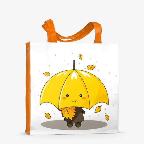 Сумка-шоппер «Осенний зонтик и листья под дождиком»