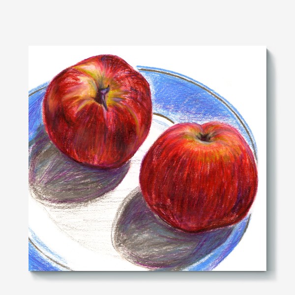 Холст «Два яблока на тарелке»
