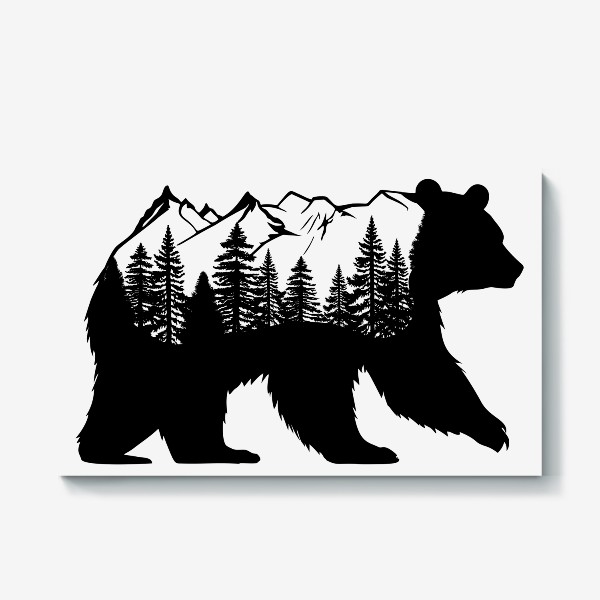 Холст «Медведь с горами и лесом»