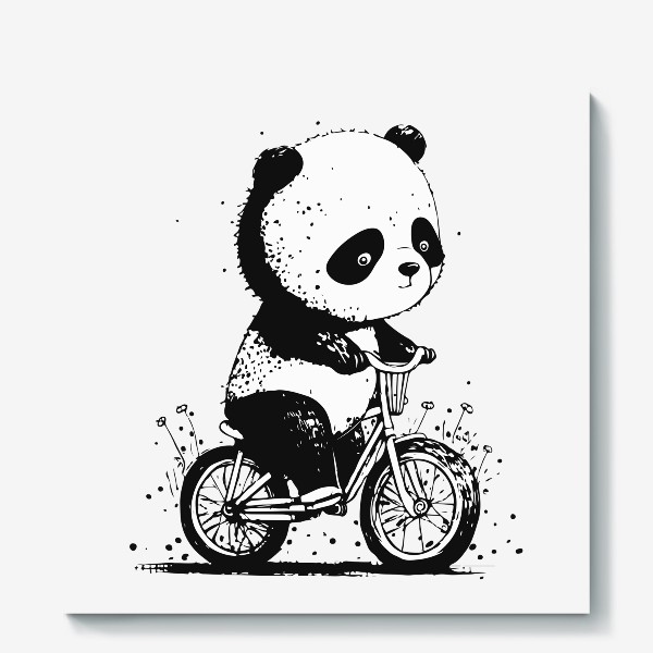 Холст «Панда на велосипеде»