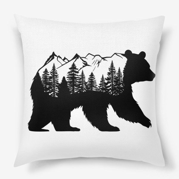 Подушка &laquo;Медведь с горами и лесом&raquo;
