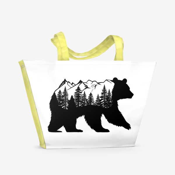 Пляжная сумка «Медведь с горами и лесом»