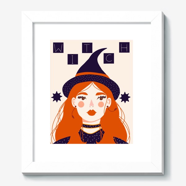 Картина «Ведьма в шляпе, осенний принт в подарок на хэллоуин»