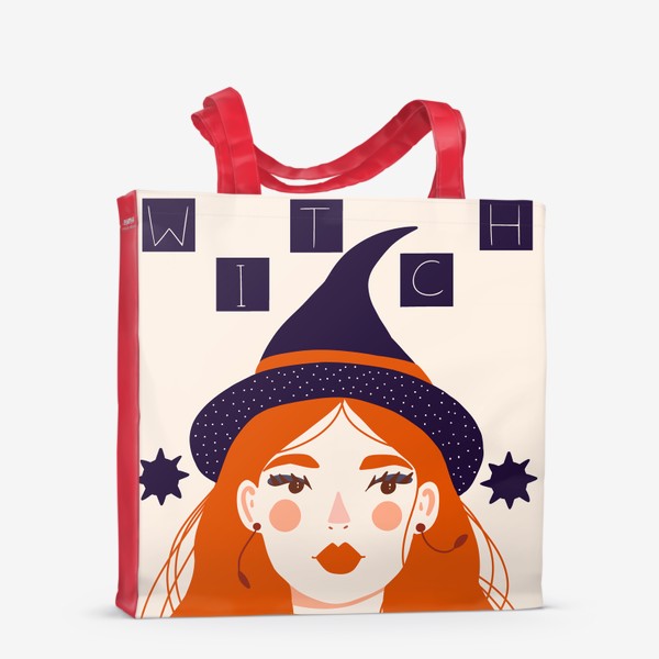 Сумка-шоппер «Ведьма в шляпе, осенний принт в подарок на хэллоуин»