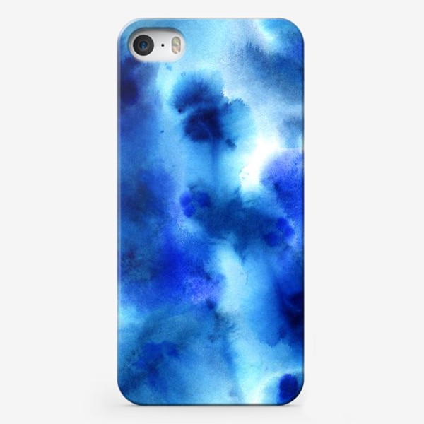 Чехол iPhone «Акварельный тай дай, синий индиго чернильными пятнами»