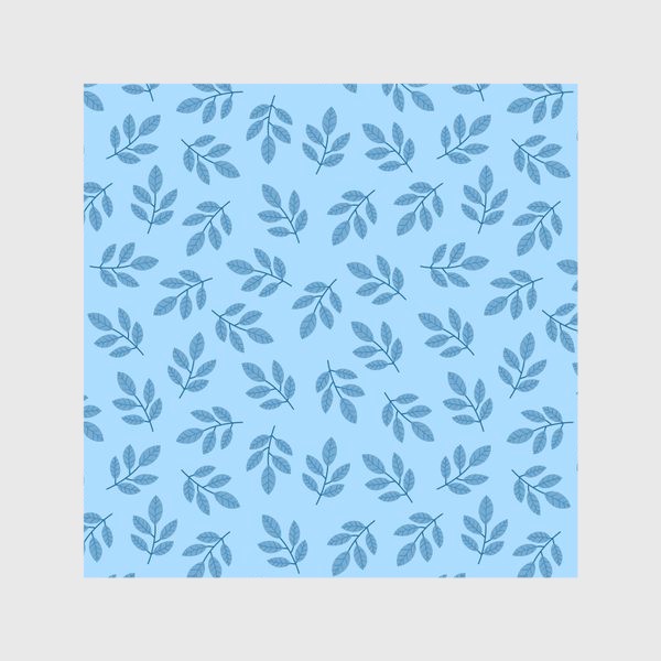 Скатерть «Принт с листьями Синие или голубые листья на голубом фоне»