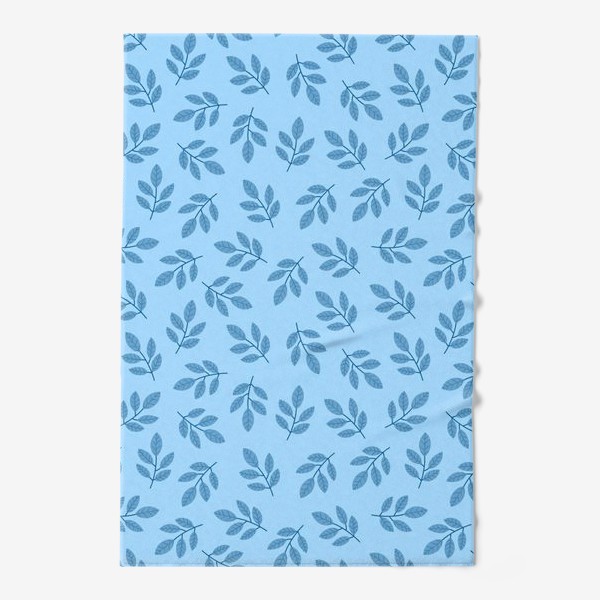 Полотенце «Принт с листьями Синие или голубые листья на голубом фоне»