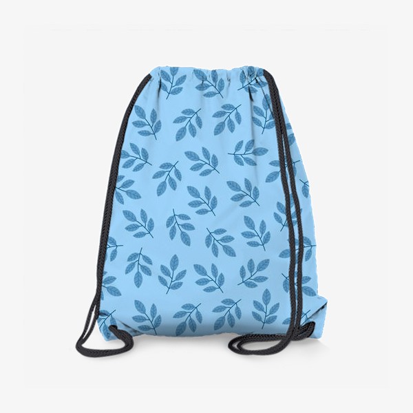 Рюкзак «Принт с листьями Синие или голубые листья на голубом фоне»