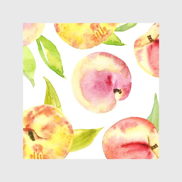 Скатерть «Акварельные персики. Сочные фрукты на белом фоне»