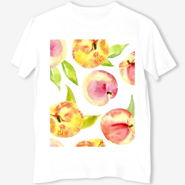 Футболка «Акварельные персики. Сочные фрукты на белом фоне»