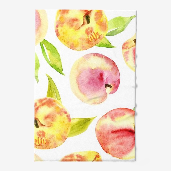Полотенце «Акварельные персики. Сочные фрукты на белом фоне»