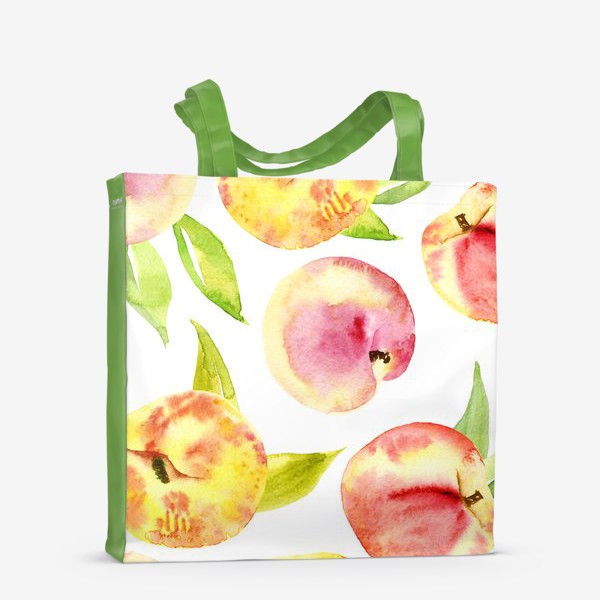 Сумка-шоппер «Акварельные персики. Сочные фрукты на белом фоне»
