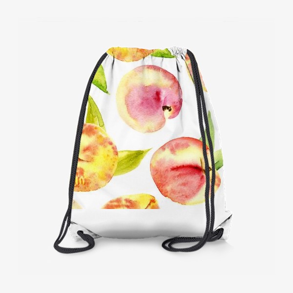 Рюкзак «Акварельные персики. Сочные фрукты на белом фоне»