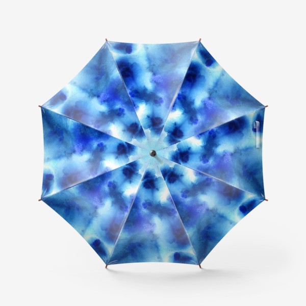 Зонт «Акварельный тай дай, синий индиго чернильными пятнами»