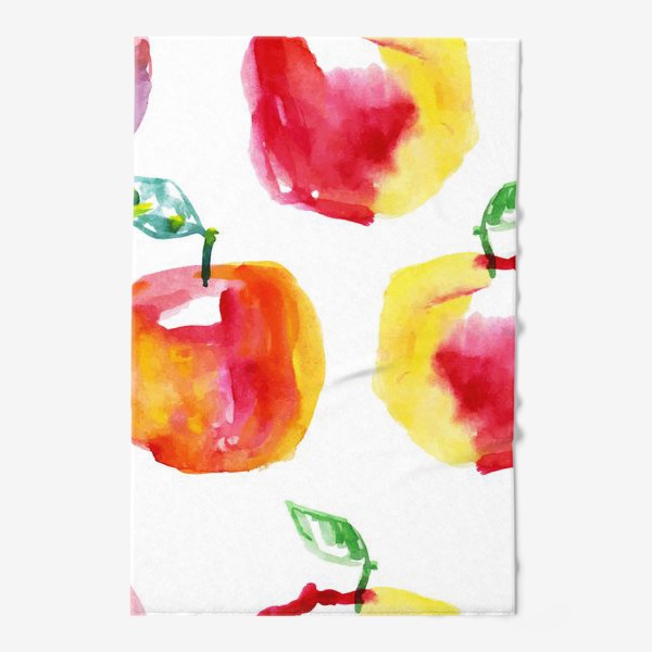 Полотенце «Акварельные яблоки в ряд. Желтый, красный, белый»
