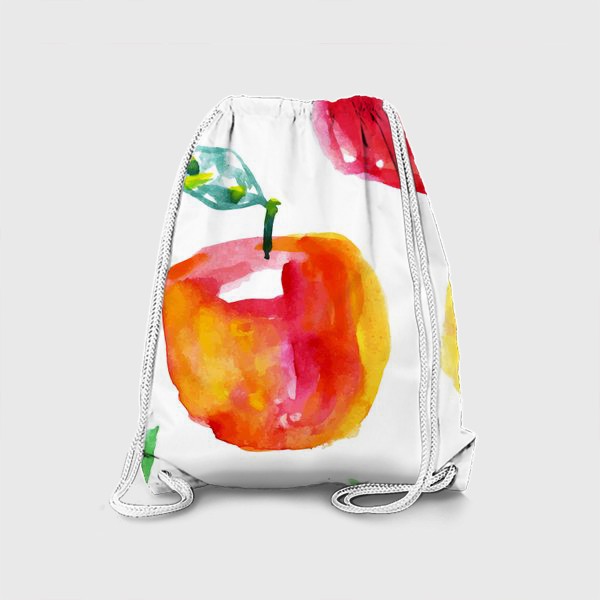 Рюкзак «Акварельные яблоки в ряд. Желтый, красный, белый»