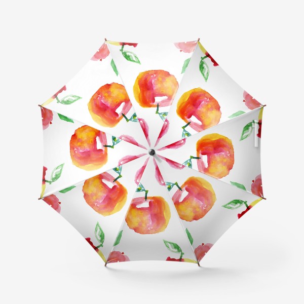 Зонт «Акварельные яблоки в ряд. Желтый, красный, белый»