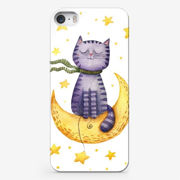 Чехол iPhone «Кошка и луна»