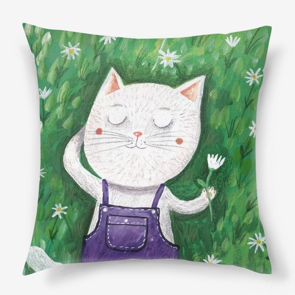 Подушка «Кот на траве»