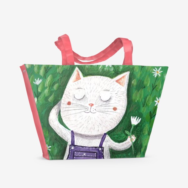 Пляжная сумка «Кот на траве»