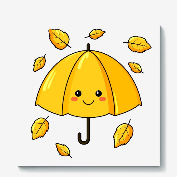Холст «Зонтик в осенних листьях»